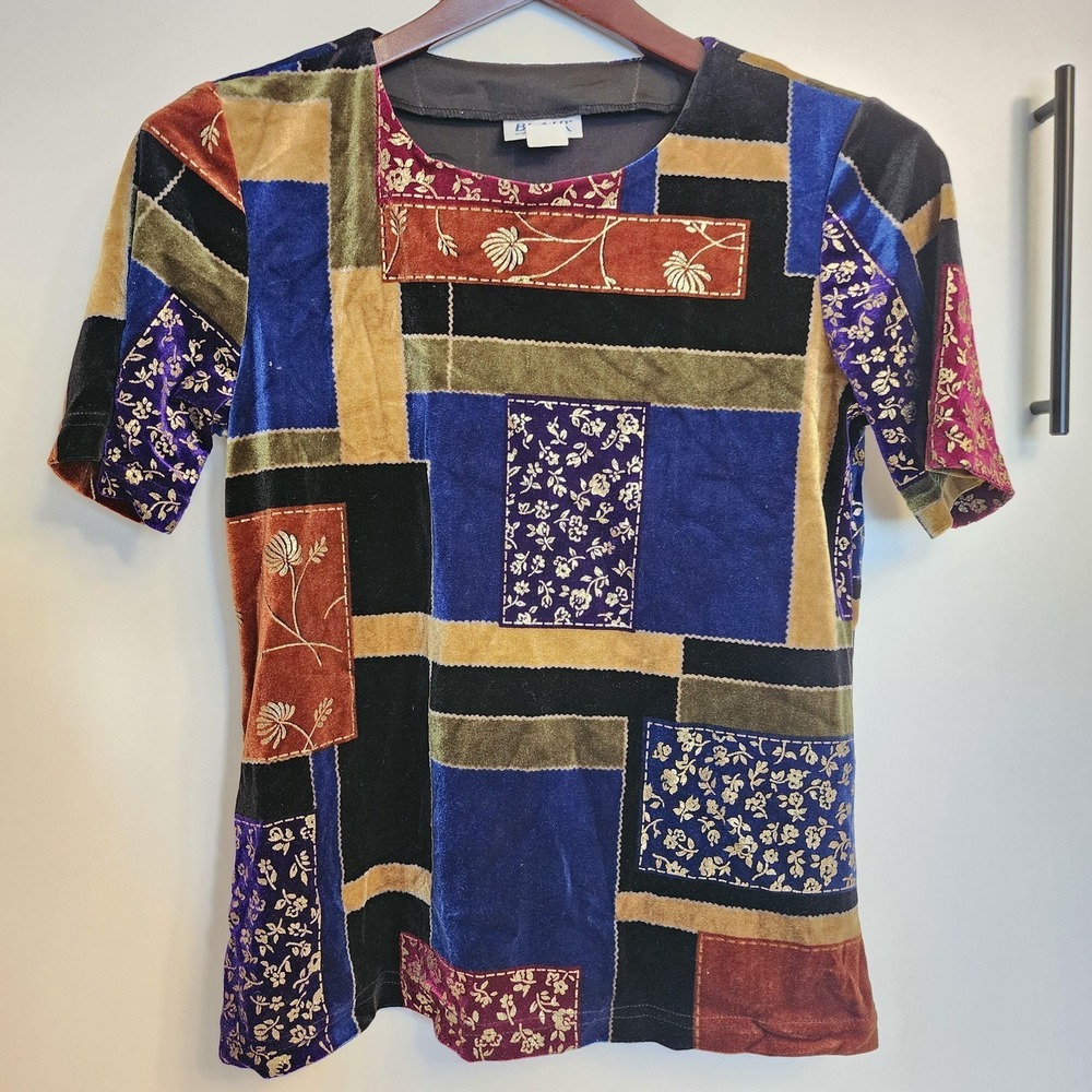 SML Velvet Patchwork Short Sleeve Top by Blair